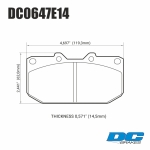 Колодки тормозные DC0647E14 DC Brakes RT.2 передние SUBARU Impreza WRX; Nissan 300ZX; HPB тип 1;