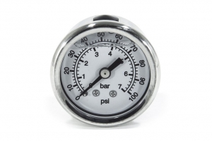 Манометр топливный 0-7 bar (белый); резьба 1/8 NPT папа;  BLACKROCK LAB FPM-100WT ― MaxiSport Tuning