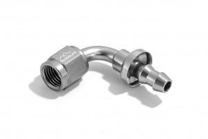 - 4 AN (4AN AN4) фитинг 90°, PUSH FIT серия BLACKROCK LAB P04-090-7Ti (под хомут) ― MaxiSport Tuning