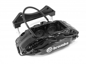 Комплект суппортов 2 шт. Brembo 4 поршня+адаптеры+армир. торм. шланги (2 шт) ЧЕРНЫЕ VAG-B4B-GN3BK ― MaxiSport Tuning