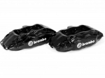 Комплект суппортов 2 шт. Brembo 4 поршня+адаптеры+армир. торм. шланги (2 шт) ЧЕРНЫЕ VAG-B4B-GN3BK