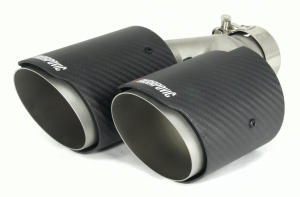 Насадка на глушитель, двойная, AKRAPOVIC EVO карбон, D посадочный 51 мм / наруж 90 мм, ПРАВ. ― MaxiSport Tuning