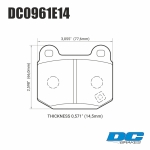 Колодки тормозные DC0961E14 DC Brakes RT.2  задние MMC Lancer Evo V-IX / SUBARU WRX Sti