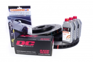 КОМПЛЕКТ:JEEP GRAND CHEROKEE SRT8 09-> Торм. диски DBA T3+колодки DC brakes RACE+шланги GOODRIDGE