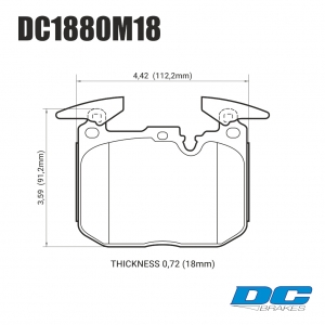 Колодки тормозные DC1880M18 DC brakes Race Track, перед BMW M4 F82, F32; M3 F80 F30; F20 F22 F87 M ― MaxiSport Tuning