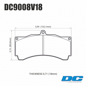 Колодки тормозные DC9008E18 DC Brakes RT.2 PROMA 6 ПОРШ; STOPTECH; AP RACING; HPB ТИП 3 ― MaxiSport Tuning