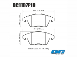 Колодки тормозные DC1107P19 DC Brakes Street STR.S+, перед. AUDI A3, VW GOLF 5,6 , PASSAT CC, B6, B7 ― MaxiSport Tuning