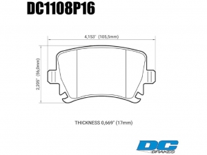 Колодки тормозные DC1108P16 DC Brakes Street STR.S+, задн. AUDI TT, A6, A4, A3; Octavia; GOLF 5,6 ― MaxiSport Tuning