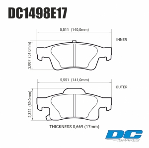 Колодки тормозные DC1498E17 DC Brakes RT.2 задние Jeep Grand Cherokee WK2/Dodge Durango 201 ― MaxiSport Tuning
