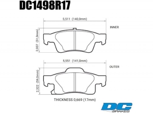 Колодки тормозные DC1498R17 DC Brakes Street HD+, задние Jeep Grand Cherokee WK2/Dodge Durango 201 ― MaxiSport Tuning