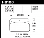 Колодки тормозные HB100N.625 HAWK HP Plus; 16mm