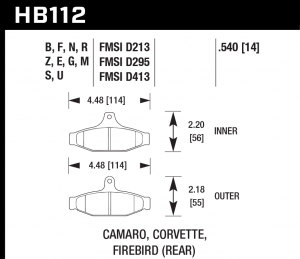 Колодки тормозные HB112M.540 HAWK Black PBR GM (Rear) 14 mm