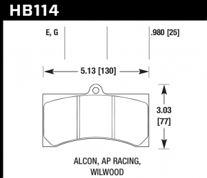 Колодки тормозные HB114E.980 HAWK Blue 9012 AP Racing 25 mm