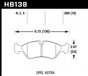 Колодки тормозные HB138S.690 HAWK HT-10 Cosworth 18 mm