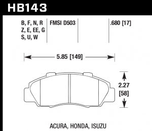 Колодки тормозные HB143G.680 HAWK DTC-60 передние HONDA