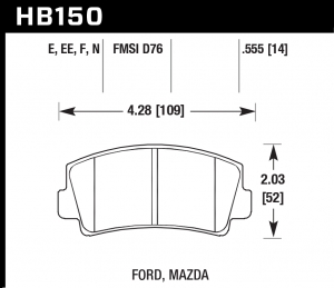 Колодки тормозные HB150EE.555 HAWK Blue 42; Mazda   14mm
