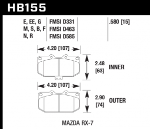 Колодки тормозные HB155B.580 HAWK Street 5.0 передние MAZDA RX-7