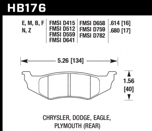 Колодки тормозные HB176E.680 HAWK Blue 9012 Dodge (Rear) 17 mm