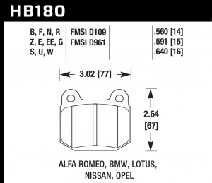 Колодки тормозные HB180U.640 HAWK DTC-70 BMW (Rear) 16 mm