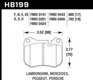 Колодки тормозные HB199E.660 HAWK Blue 9012 Porsche 17 mm