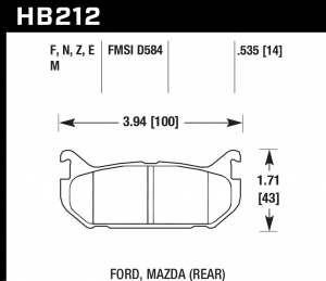 Колодки тормозные HB212N.535 HAWK HP Plus