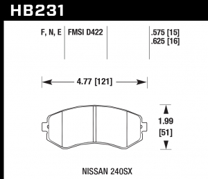 Колодки тормозные HB231F.575 HAWK HPS; 15mm