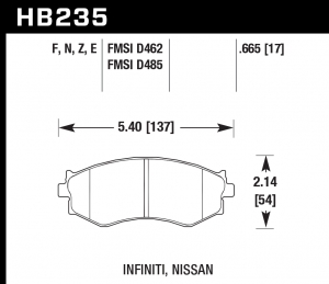 Колодки тормозные HB235E.665 HAWK Blue 9012 передние HYUNDAI / NISSAN