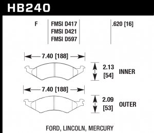 Колодки тормозные HB240F.620 HAWK HPS