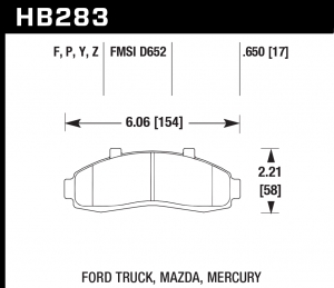 Колодки тормозные HB283Z.650 HAWK PC передние FORD Explorer, Ranger