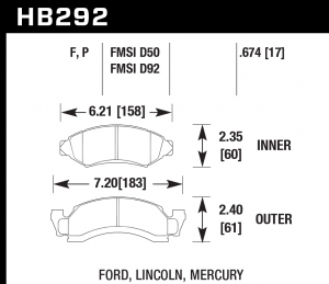 Колодки тормозные HB292F.674 HAWK HPS
