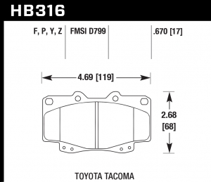 Колодки тормозные HB316Y.670 HAWK LTS