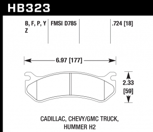 Колодки тормозные HB323F.724 HAWK HPS задние Hummer H2 / CHEVROLET Tahoe