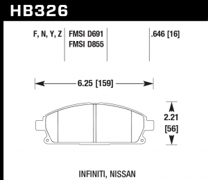Колодки тормозные HB326N.646 HAWK HP Plus; 17mm