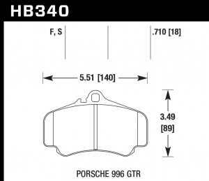 Колодки тормозные HB340S.710 HAWK HT-10  PORSCHE 911 (996),  (997)