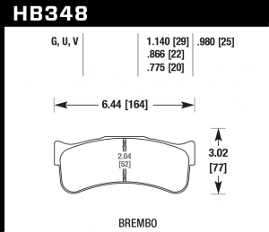 Колодки тормозные HB348U.980 HAWK DTC-70 Brembo 25 mm