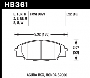 Колодки тормозные HB361B.622 HAWK Street 5.0 передние Honda Civic EP3 Type-R