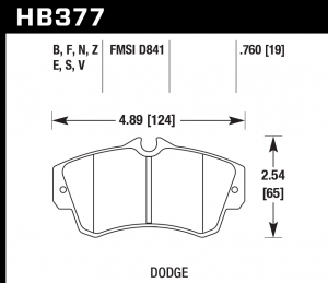 Колодки тормозные HB377V.760 HAWK HT-14 Dodge 19 mm
