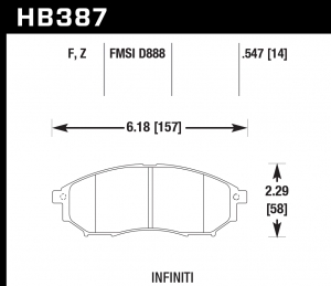 Колодки тормозные HB387F.547 HAWK HPS передние INFINITI FX / G /  M  (USA)