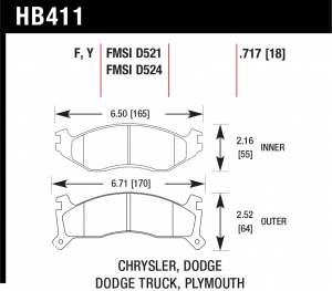 Колодки тормозные HB411Y.717 HAWK LTS; 18mm