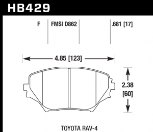 Колодки тормозные HB429F.681 HAWK HPS передние TOYOTA RAV4