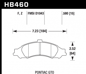 Колодки тормозные HB460F.580 HAWK HPS