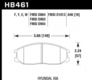 Колодки тормозные HB461W.646 HAWK DTC-30; Hyundai, Kia 17mm