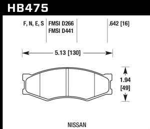 Колодки тормозные HB475N.642 HAWK HP Plus; 17mm