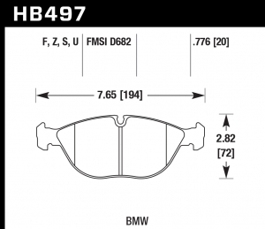 Колодки тормозные HB497U.776 HAWK DTC-70 BMW 20 mm