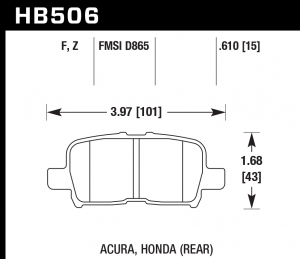 Колодки тормозные HB506F.610 HAWK HPS задние HONDA Accord, CR-V, Pilot