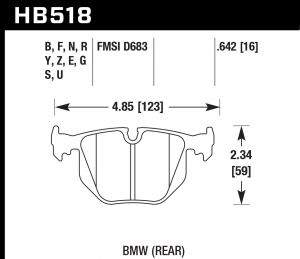 Колодки тормозные HB518F.642 HAWK HPS задние BMW  3' (E46), M3 (E46), 5 (E39), X3 (E83)