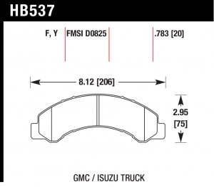 Колодки тормозные HB537F.783 HAWK HPS; 20mm