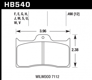 Колодки тормозные HB540W.490 HAWK DTC-30 Wilwood 12 mm