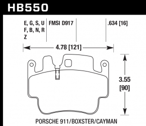 Колодки тормозные HB550R.634 HAWK Street Race; 16mm