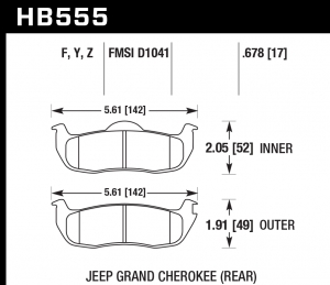 Колодки тормозные HB555F.678 HAWK HPS